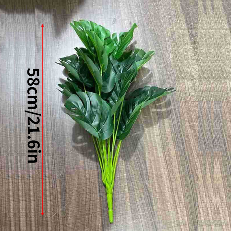 Mesterséges növény nagy zöld levelekkel — fajta szimulált növény, műanyagból; használat: esküvők, szabadtér, fotórekviziták, otthoni dekoráció; Márka Xiang Qing; Feldolgozás: Egyéb