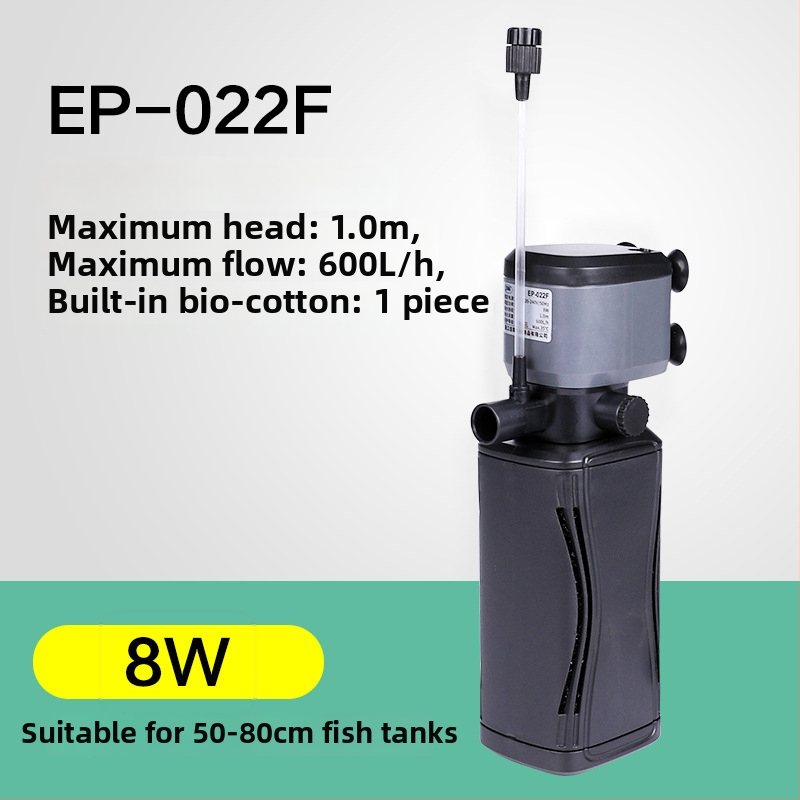 Аквариумна филтър-помпа с вградена 3-в-1 филтрация, подмяна на вода и кислородиране, циркулация на водата — Биохимичен филтър • Пластмаса • Бранд Jialu • Тегло 3