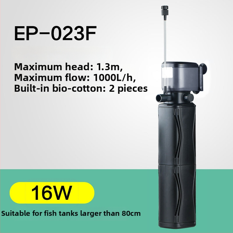 Аквариумна филтър-помпа с вградена 3-в-1 филтрация, подмяна на вода и кислородиране, циркулация на водата — Биохимичен филтър • Пластмаса • Бранд Jialu • Тегло 3