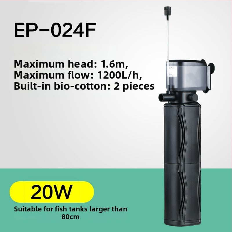 Аквариумна филтър-помпа с вградена 3-в-1 филтрация, подмяна на вода и кислородиране, циркулация на водата — Биохимичен филтър • Пластмаса • Бранд Jialu • Тегло 3