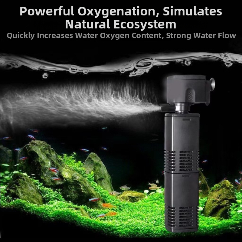 Quanlong įmontuotas 3-in-1 povandeninis akvariumo filtravimo siurblys oksigenacijai, plastmasinis korpusas