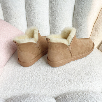 Uniszex téli csizmák juhbőrrel integrált felsőrésszel és belsővel, meleg, csúszásmentes, alacsony sarok