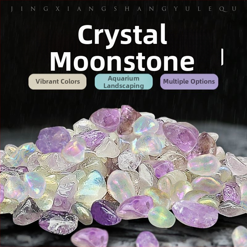 Moonstone akvariumo dekoratyviniai akmenys dugnui – ametistas, karališkoji kriauklė, kristalinis dugno smėlis