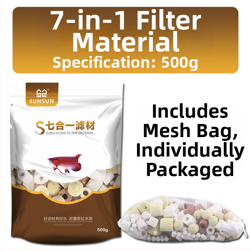 Akvariumo filtravimo medžiaga – Septyni viename filtravimas su Keraminiu žiedu, Biocheminės kamuoliukais, Maifan akmeniu, Vulkaniniu akmeniu; Svoris 0,5 kg; Prekė Sensen; Skirta gėlavandeniams žuvims