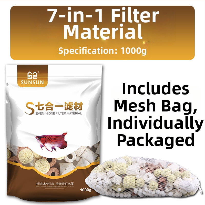 Akvariumo filtravimo medžiaga – Septyni viename filtravimas su Keraminiu žiedu, Biocheminės kamuoliukais, Maifan akmeniu, Vulkaniniu akmeniu; Svoris 0,5 kg; Prekė Sensen; Skirta gėlavandeniams žuvims
