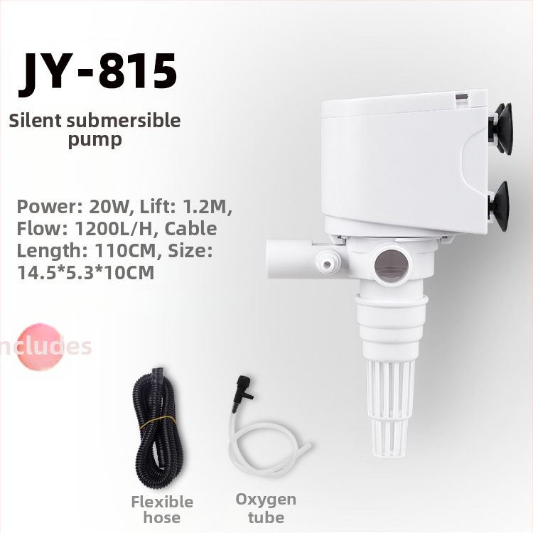 Po vandeniu esantis akvariumo siurblys su deguonies tiekimu ir filtravimu, 4 į 1 filtras, sieninis montavimas, tylus ir energiją taupantis