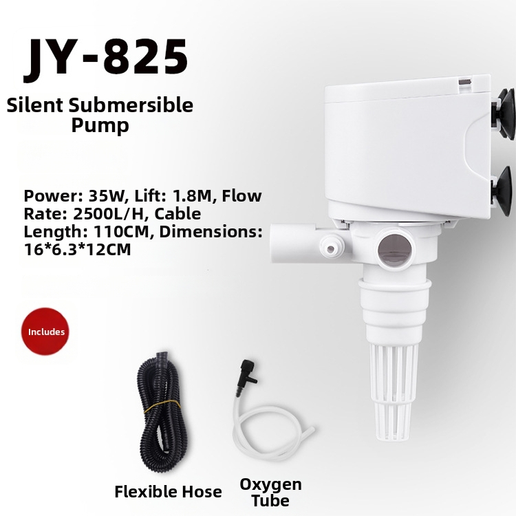 Po vandeniu esantis akvariumo siurblys su deguonies tiekimu ir filtravimu, 4 į 1 filtras, sieninis montavimas, tylus ir energiją taupantis