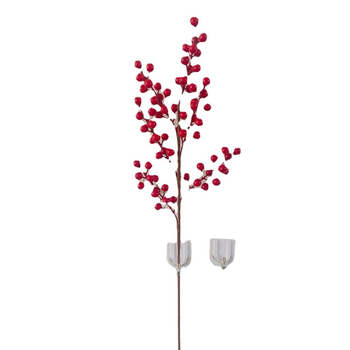 Aranjament floral artificial cu fructe de holly pentru decorul casei, 12 fructe în aranjament, diametrul fructului 1,3 cm, înălțime reglabilă
