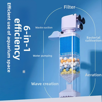 Yee akvariumo filtravimo sistema - 3-i-1 įmontuotas filtravimo siurblys su cirkuliacija, siurbimu ir deguonies gamyba (plastikas)