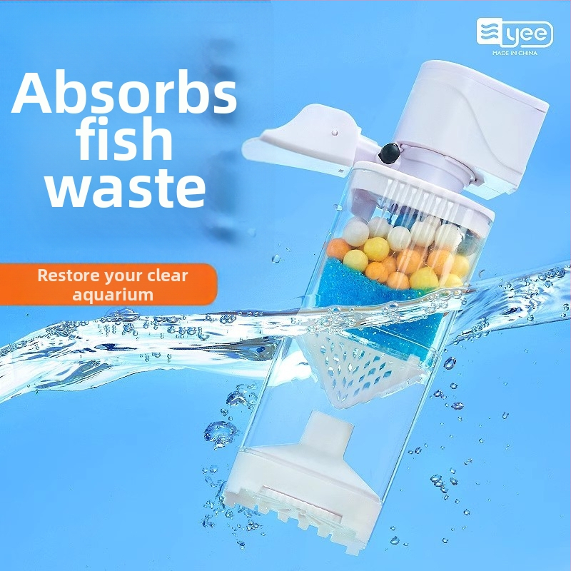 Yee akvariumo filtravimo sistema - 3-i-1 įmontuotas filtravimo siurblys su cirkuliacija, siurbimu ir deguonies gamyba (plastikas)