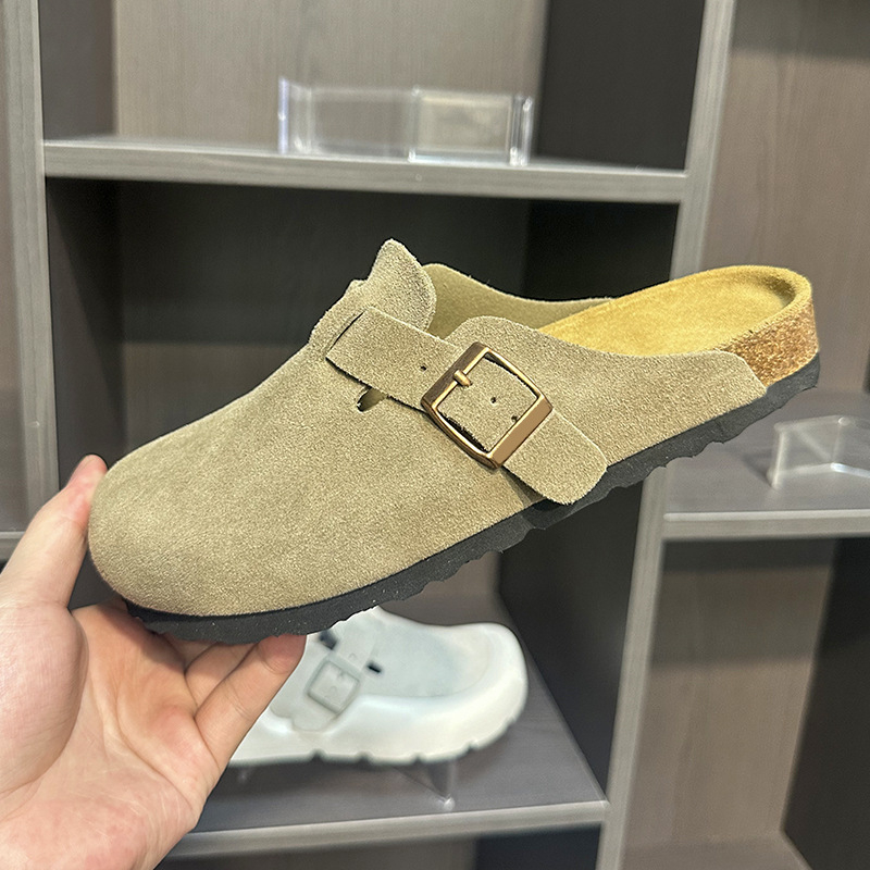 TEEMAZZI ādas Birkenstock stila sandales pieaugušajiem, universālas, augšējais materiāls: govs āda, zole: koka, iekšpuse: super šķiedras, purngala forma: apaļa