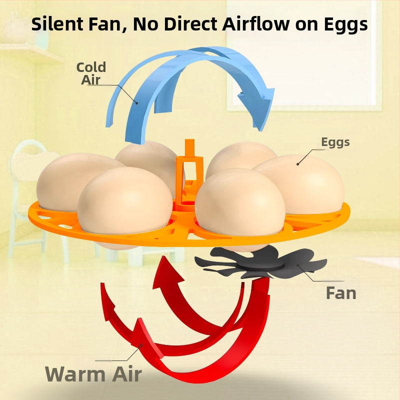 Namų naudojimo kiaušinių inkubatorius su automatiniu kiaušinių pasukimu, 6 kiaušinių talpa, skirtas pulkeliams ir putpelėms