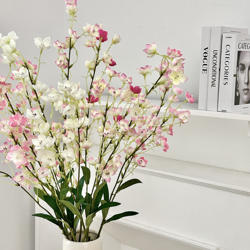 Umjetni cvijet od satena, Lily of the Valley sorta, jedna grančica, za vjenčanja, vanjsku upotrebu, rekviziti za fotografiju, kućni dekor