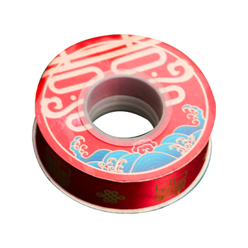 Vestuvių satino kaspina su dvigubo laimės motyvu (Poliesteris; Prekės ženklas Fei Xun Fei; Kategorija: Vietos dekoravimo rekvizitai; Tinka vestuvėms)