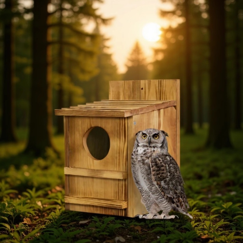 Medinė lesyklėlė lauko sieniniam tvirtinimui, paukščių veisimo dėžutė