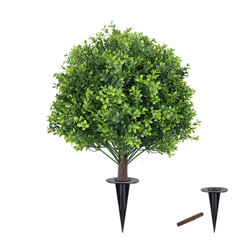 Meimei Crafts Umjetna kuglasta zelena biljka u plastičnom košu za cvijeće, proizvedeno injekcijom, sorta eukaliptus, vanjska dekoracija