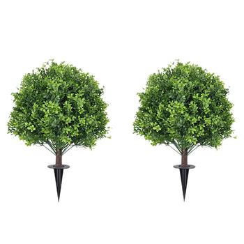 Meimei Crafts Umjetna kuglasta zelena biljka u plastičnom košu za cvijeće, proizvedeno injekcijom, sorta eukaliptus, vanjska dekoracija