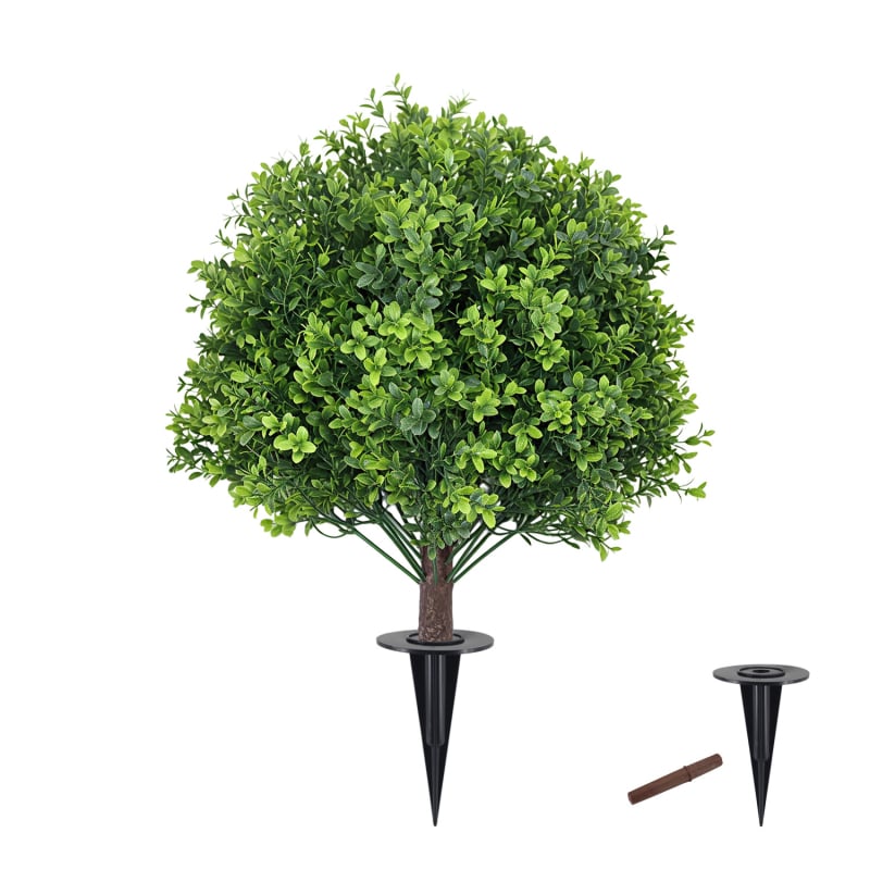 Meimei Crafts Umjetna kuglasta zelena biljka u plastičnom košu za cvijeće, proizvedeno injekcijom, sorta eukaliptus, vanjska dekoracija