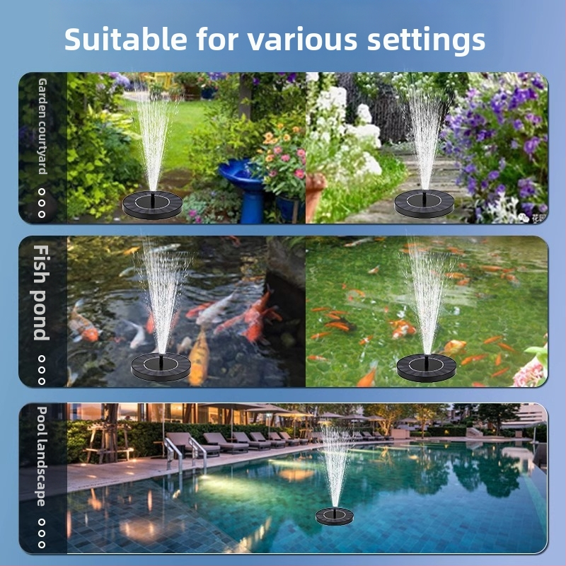 Saulės energijos fontanas tvenkiniams su aeratoriumi, lauko naudojimui