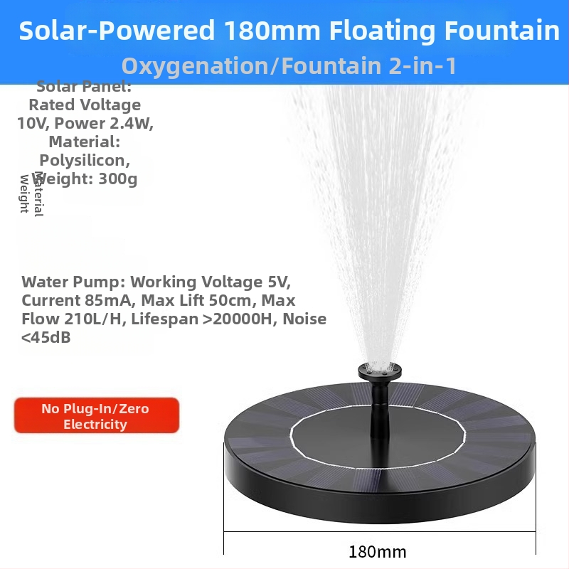 Saulės energijos fontanas tvenkiniams su aeratoriumi, lauko naudojimui