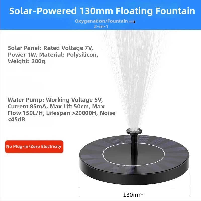 Saulės energijos fontanas tvenkiniams su aeratoriumi, lauko naudojimui