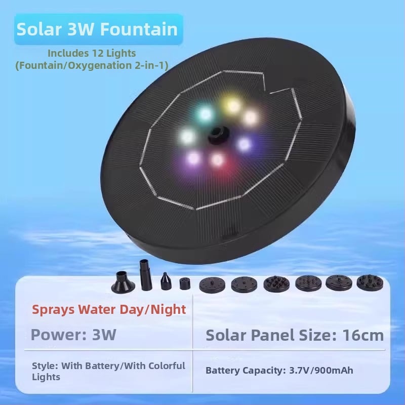 Saulės energijos fontanas tvenkiniams su aeratoriumi, lauko naudojimui