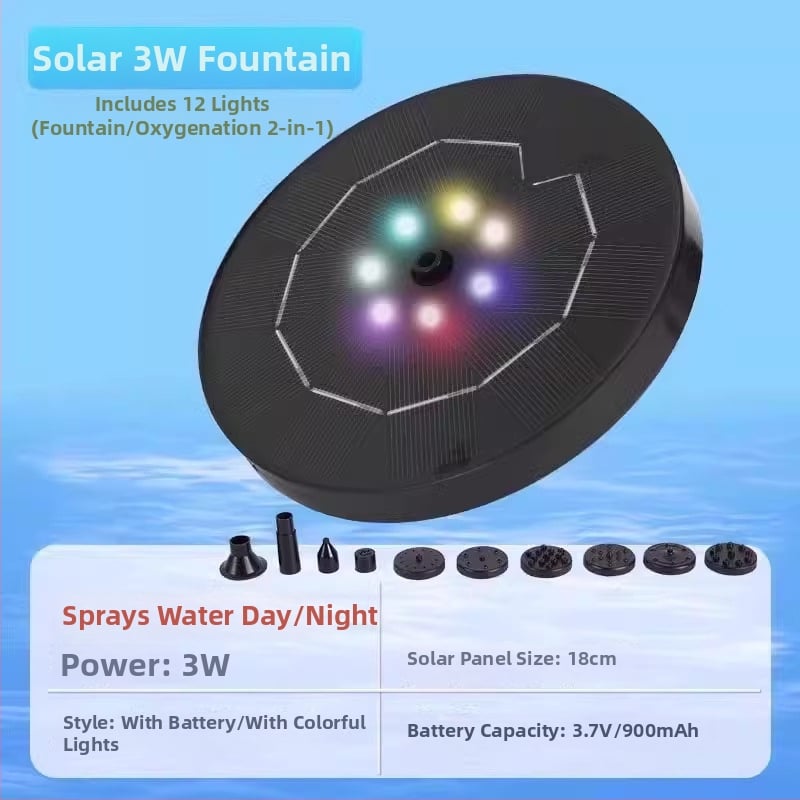 Saulės energijos fontanas tvenkiniams su aeratoriumi, lauko naudojimui