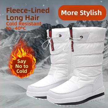 Sieviešu ziemas zābaki ar kokvilnas augšdaļu, mākslīgā pūļa odere, mākslīgā vilna iekšējā, gumijas zole, plakanais papēdis