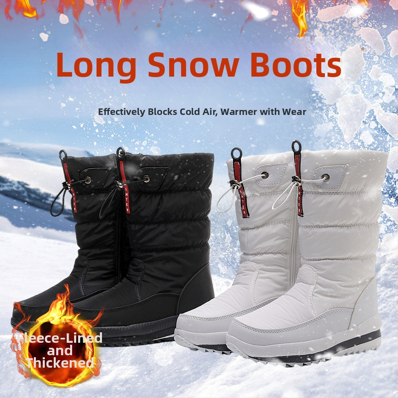 Sieviešu ziemas zābaki ar kokvilnas augšdaļu, mākslīgā pūļa odere, mākslīgā vilna iekšējā, gumijas zole, plakanais papēdis