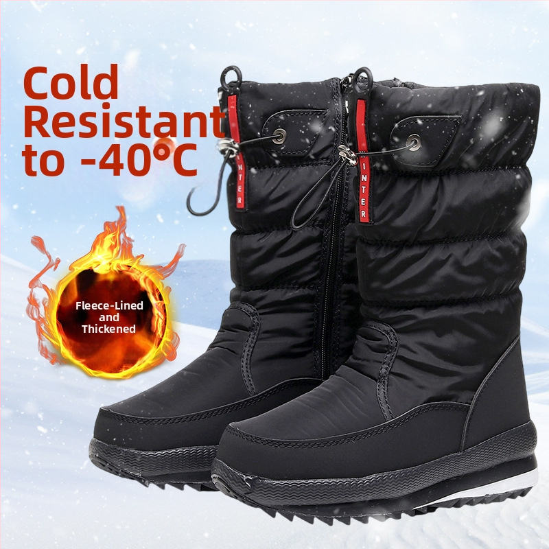 Sieviešu ziemas zābaki ar kokvilnas augšdaļu, mākslīgā pūļa odere, mākslīgā vilna iekšējā, gumijas zole, plakanais papēdis