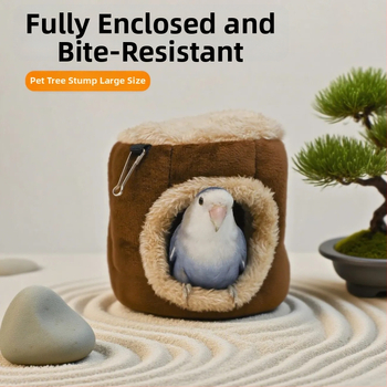 Cuib suspendat pentru animale de companie, în stilul unui trunchi de copac, din catifea cristal și pluș, adăpost cald de iarnă pentru animale de dimensiuni mici.