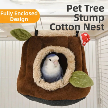 Cuib suspendat pentru animale de companie, în stilul unui trunchi de copac, din catifea cristal și pluș, adăpost cald de iarnă pentru animale de dimensiuni mici.