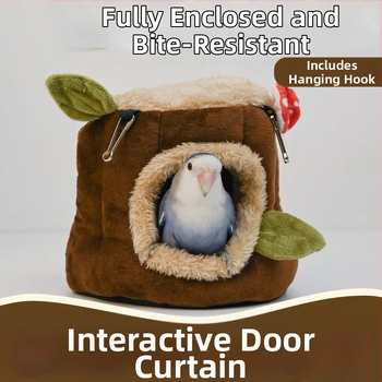 Cuib suspendat pentru animale de companie, în stilul unui trunchi de copac, din catifea cristal și pluș, adăpost cald de iarnă pentru animale de dimensiuni mici.