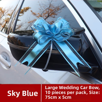 Vestuvių automobilių dekoras — Didelė juostelė ant durų rankenų, juostelė ir traukiama gėlė (Medžiaga: plastikas; Tinka: Vestuvės; Kategorija: Vietos dekoravimo rekvizitas)