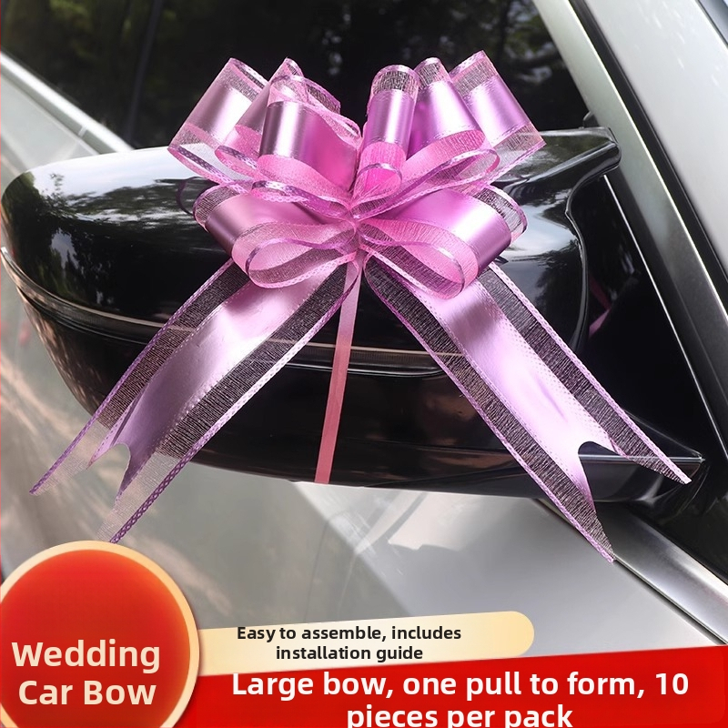 Pulmade auto-dekoratsioon — suur lips ukse käepideme jaoks, pael ja tõmmatav lillekimp (Materjal: Plastik; Sündmus: Pulmad; Kategooria: Koha dekorrekvisiit)