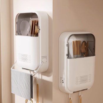 Sienas stiprināms chopstick uzglabāšanas grozs | virtuve, PP materiāls, Chopstick Tube sērija, nosūcējs trauciņš ēdienam, logotipa drukāšana pieejama