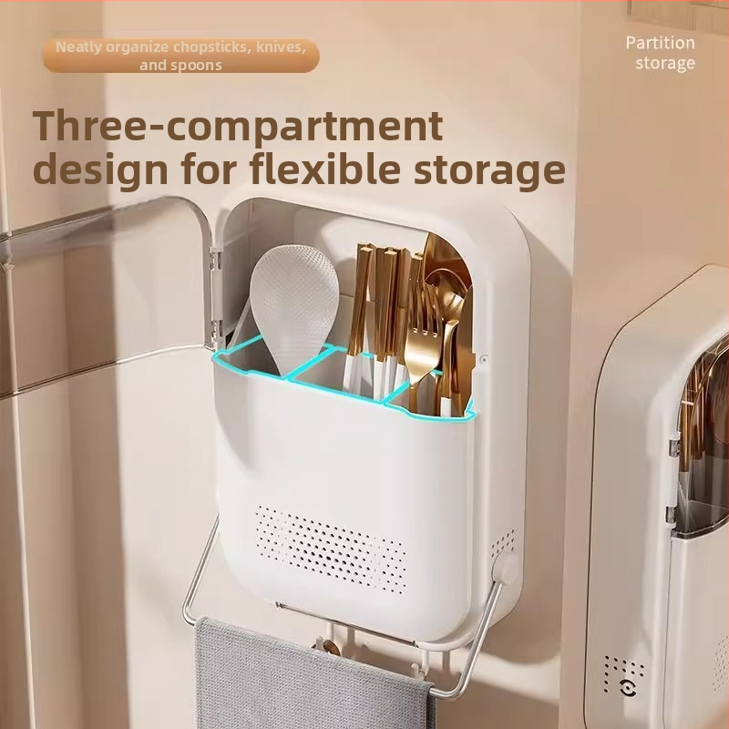 Sienas stiprināms chopstick uzglabāšanas grozs | virtuve, PP materiāls, Chopstick Tube sērija, nosūcējs trauciņš ēdienam, logotipa drukāšana pieejama