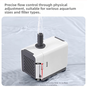Потапяема помпа за аквариум с изключително тих режим на работа, долно/странично всмукване, филтрация и водна циркулация, пластмасова конструкция.