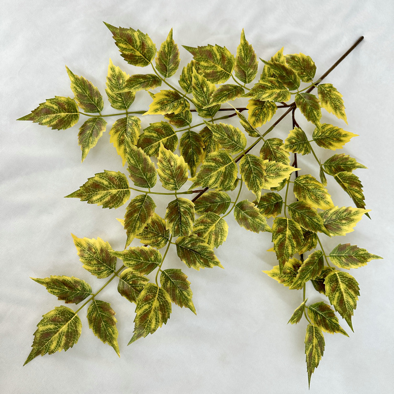 Umjetna penjačka biljka s listovima breskve, eukaliptusa i jujube; 7-listna penjačka biljka, Pan Weaving materijal, za rekvizite za fotografije i kućnu dekoraciju