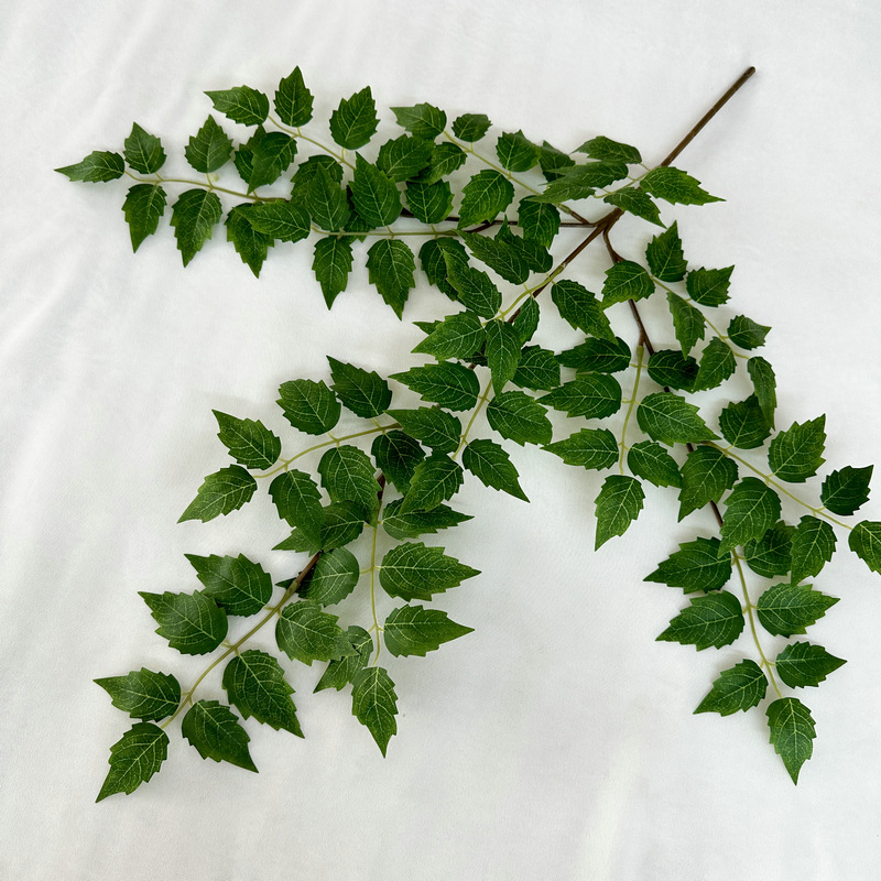 Umjetna penjačka biljka s listovima breskve, eukaliptusa i jujube; 7-listna penjačka biljka, Pan Weaving materijal, za rekvizite za fotografije i kućnu dekoraciju