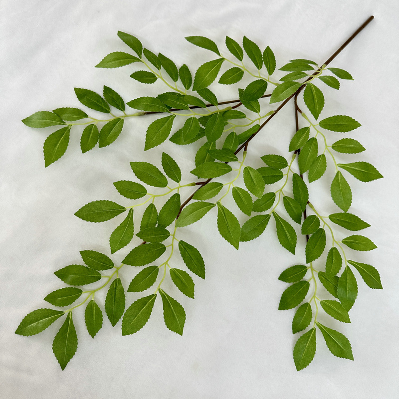 Umjetna penjačka biljka s listovima breskve, eukaliptusa i jujube; 7-listna penjačka biljka, Pan Weaving materijal, za rekvizite za fotografije i kućnu dekoraciju
