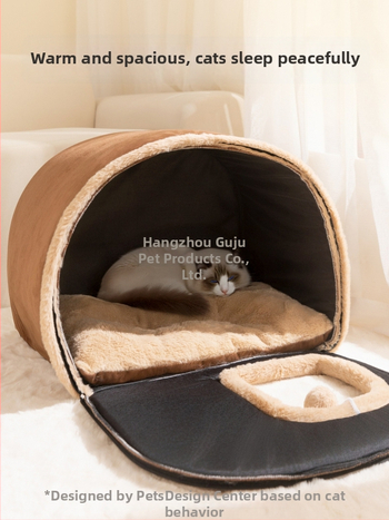 Kaķu ligzda mājiņa – visu sezonu, daļēji slēgta kaķu patvērumu, silta rudens un ziemā; Materiāli: Birch fleece, PP cotton; Piemērots Totoro