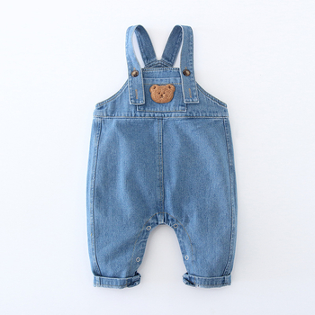 Pārrobežu bērnu apģērbs INS 2025 jauna stila bērnu kombinezons ar multfilmu varoņiem 0-3 gadus veciem mazuļiem džinsa kombinezons mazuļiem
