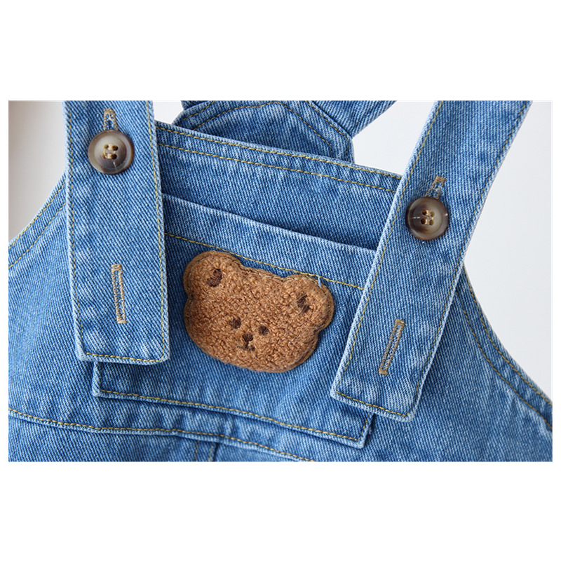 Pārrobežu bērnu apģērbs INS 2025 jauna stila bērnu kombinezons ar multfilmu varoņiem 0-3 gadus veciem mazuļiem džinsa kombinezons mazuļiem