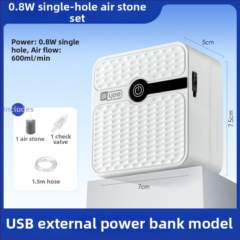 Yee akvariumo deguonies siurblys – įkraunama ličio baterija, tylus aeratorius, tinkamas namų ir lauko žvejybai