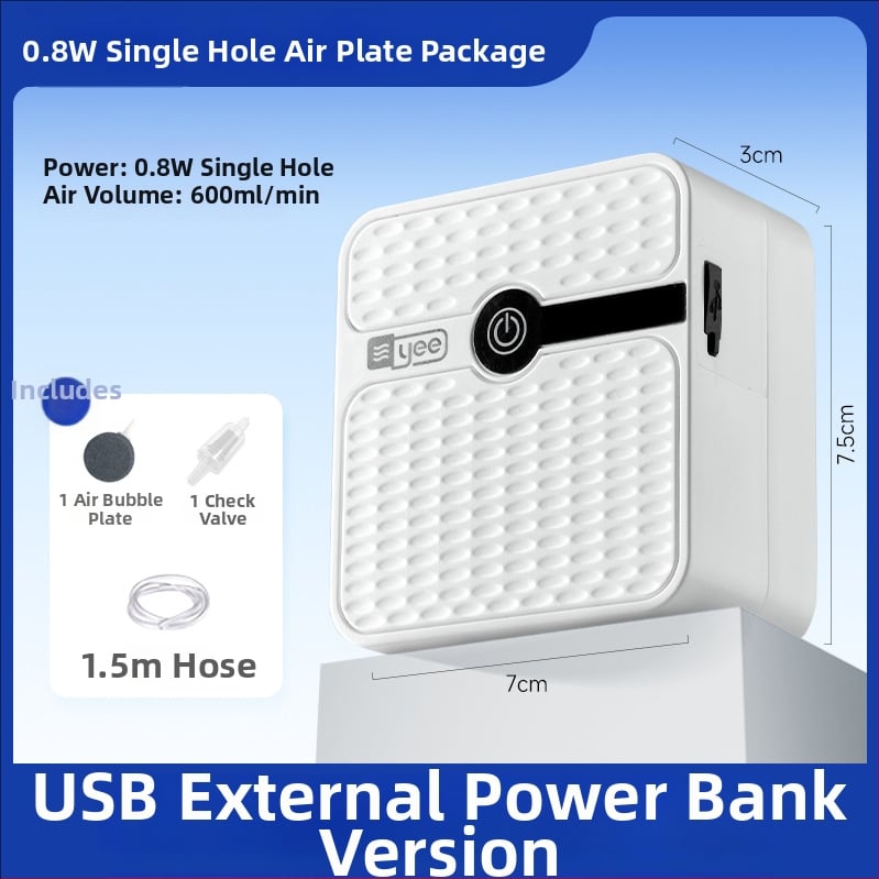 Yee akvariumo deguonies siurblys – įkraunama ličio baterija, tylus aeratorius, tinkamas namų ir lauko žvejybai