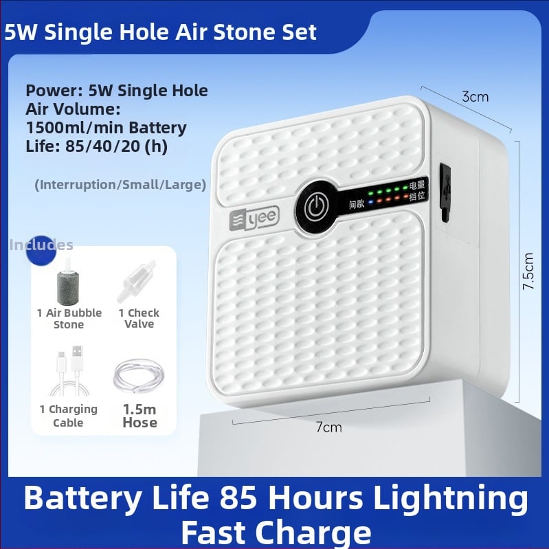 Yee akvariumo deguonies siurblys – įkraunama ličio baterija, tylus aeratorius, tinkamas namų ir lauko žvejybai