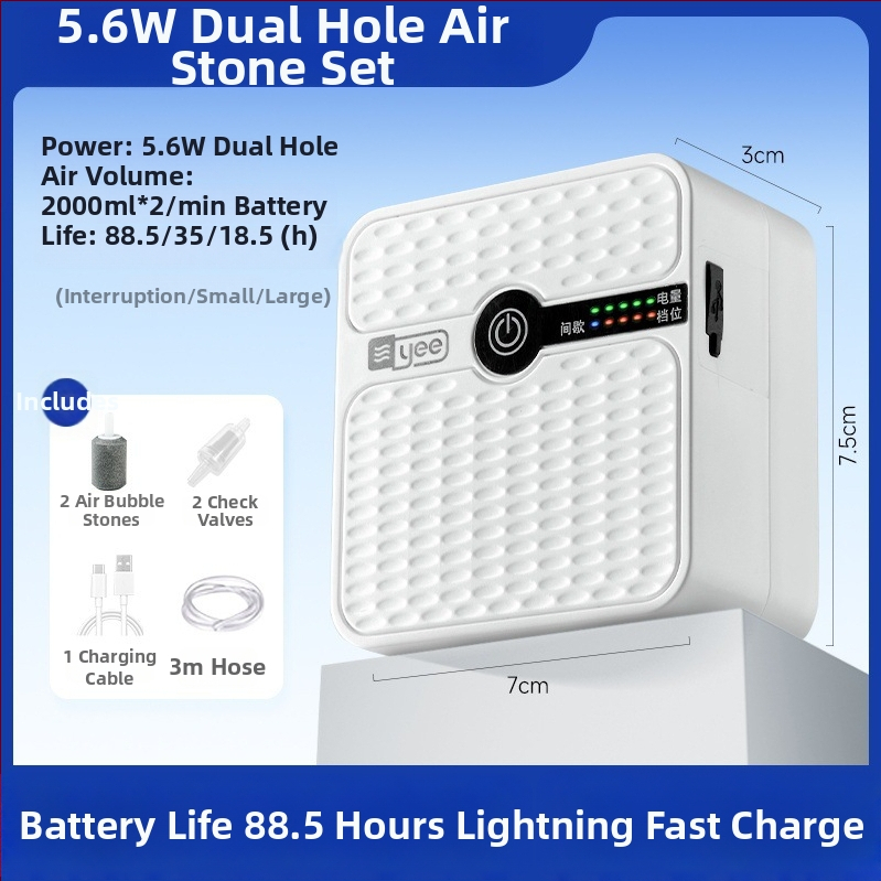 Yee akvariumo deguonies siurblys – įkraunama ličio baterija, tylus aeratorius, tinkamas namų ir lauko žvejybai