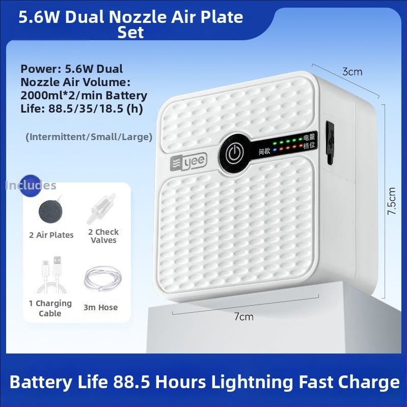 Yee akvariumo deguonies siurblys – įkraunama ličio baterija, tylus aeratorius, tinkamas namų ir lauko žvejybai