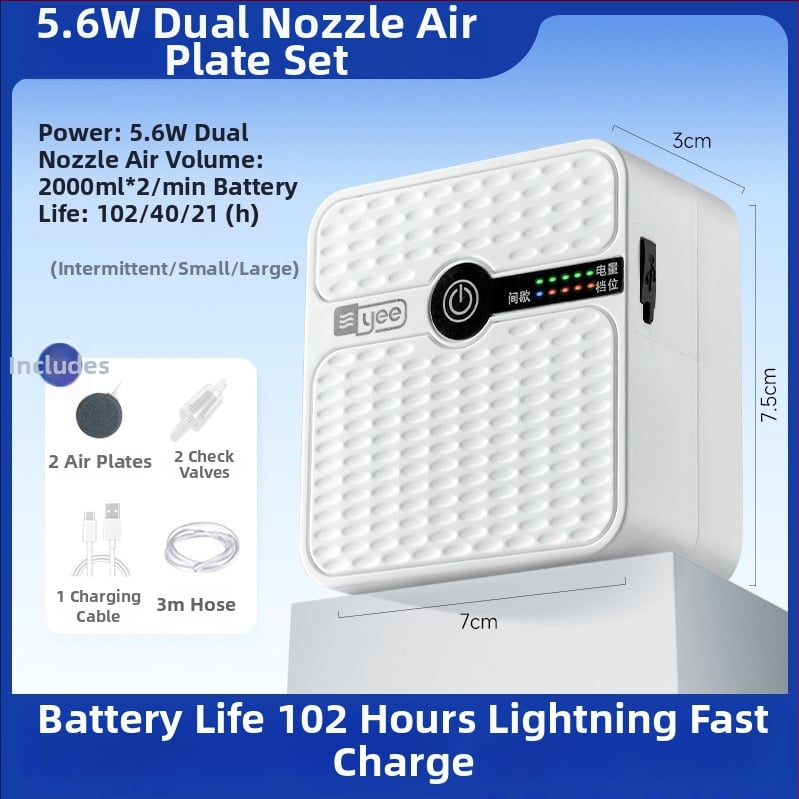 Yee akvariumo deguonies siurblys – įkraunama ličio baterija, tylus aeratorius, tinkamas namų ir lauko žvejybai